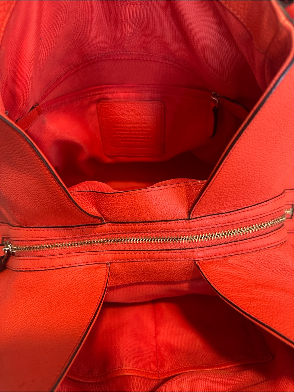 Coach Pebbled Leather Hobo in Bright Orange - Picture 6 of 9
